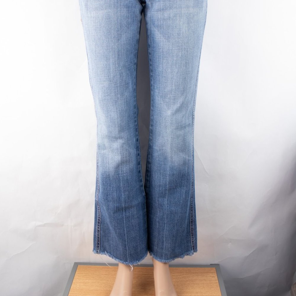 7 For All Mankind A Pocket Bootcut 27 (29 X 30) Women's Denim Jeans Raw Hem - Picture 2 of 11